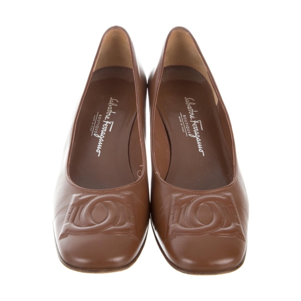 Salvatore Ferragamo Brown Leather Pumps